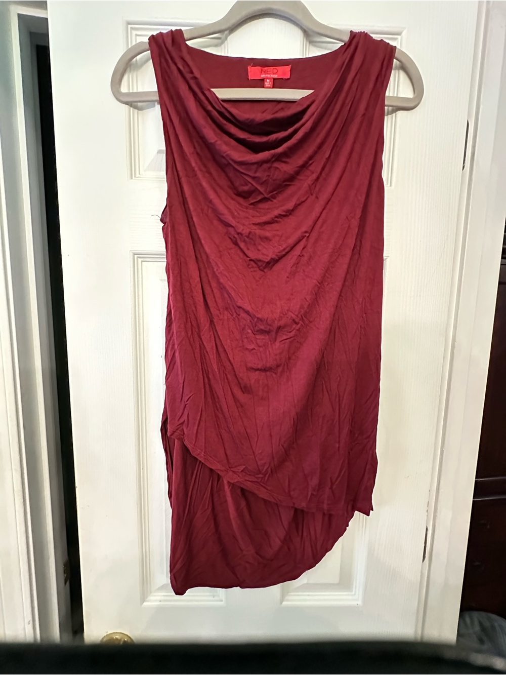 Saks Fifth Avenue Burgundy Cowl Neck Sleeveless Tunic
